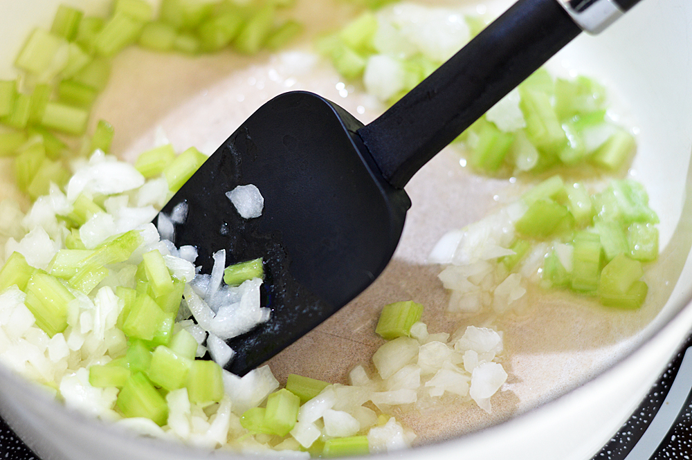 Saueeting onions and celery