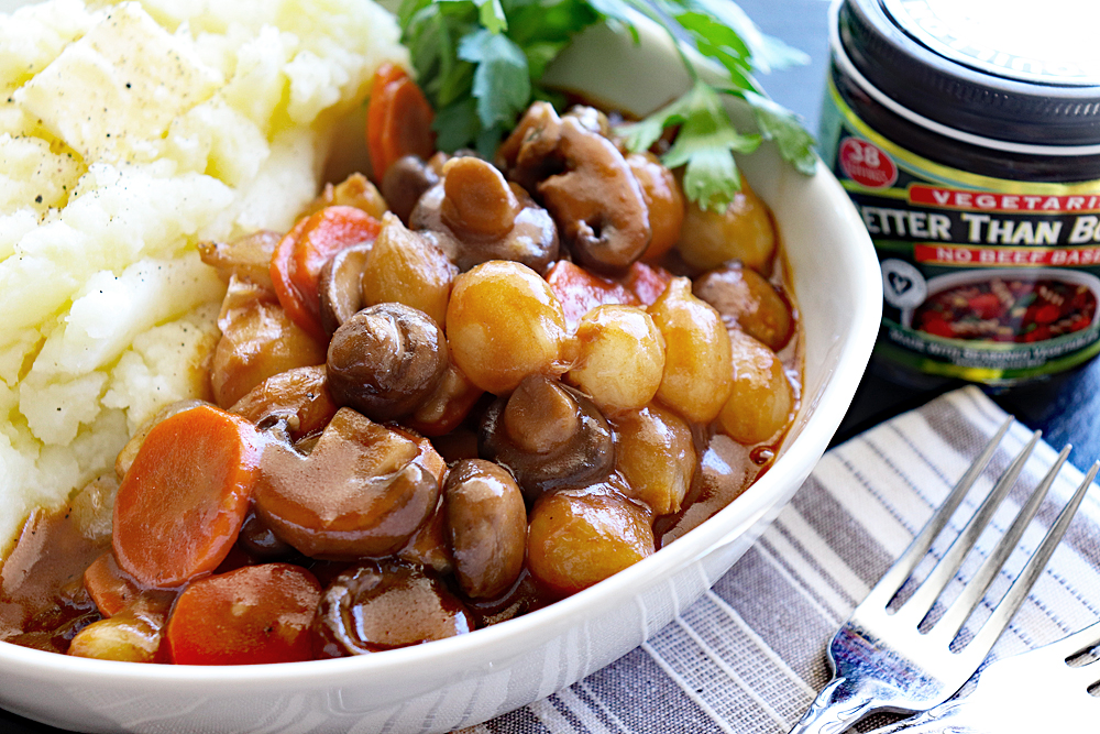 Close up of Vegan Mushroom Bourguignon