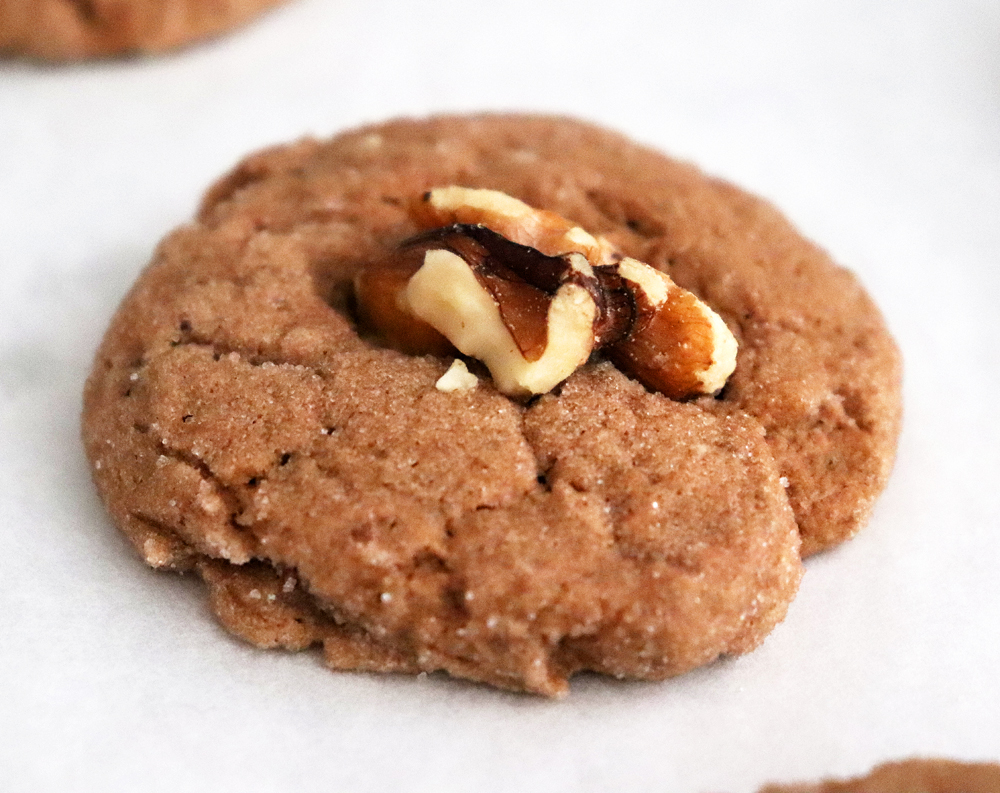 Close up shot of Vegan Chocolate Walnut Wafer Cookies