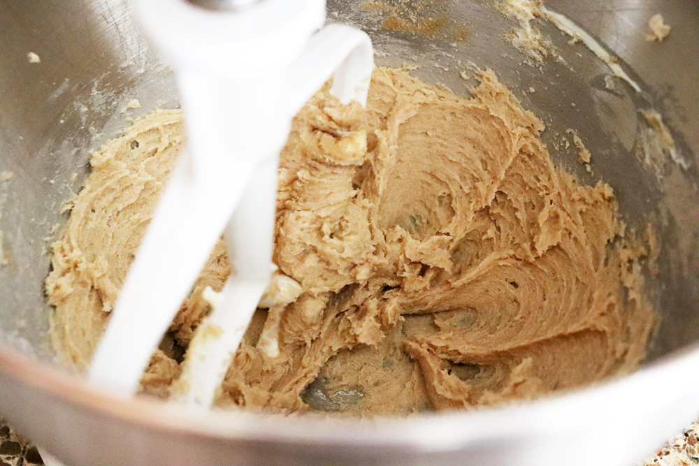 Creamed butter and sugar in an electric mixer