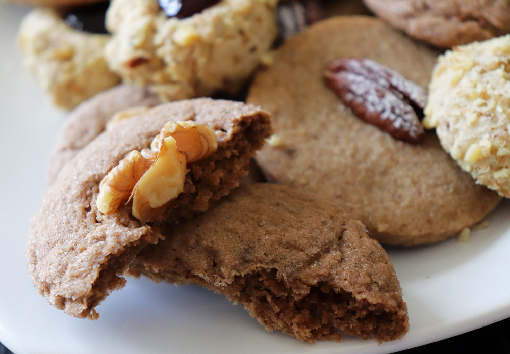 Photo of Vegan Chocolate Walnut Wafer Cookies broken in half