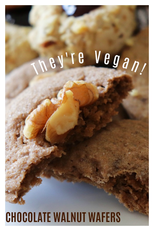 Pinterest Picture for Vegan Chocolate Walnut Wafer Cookies