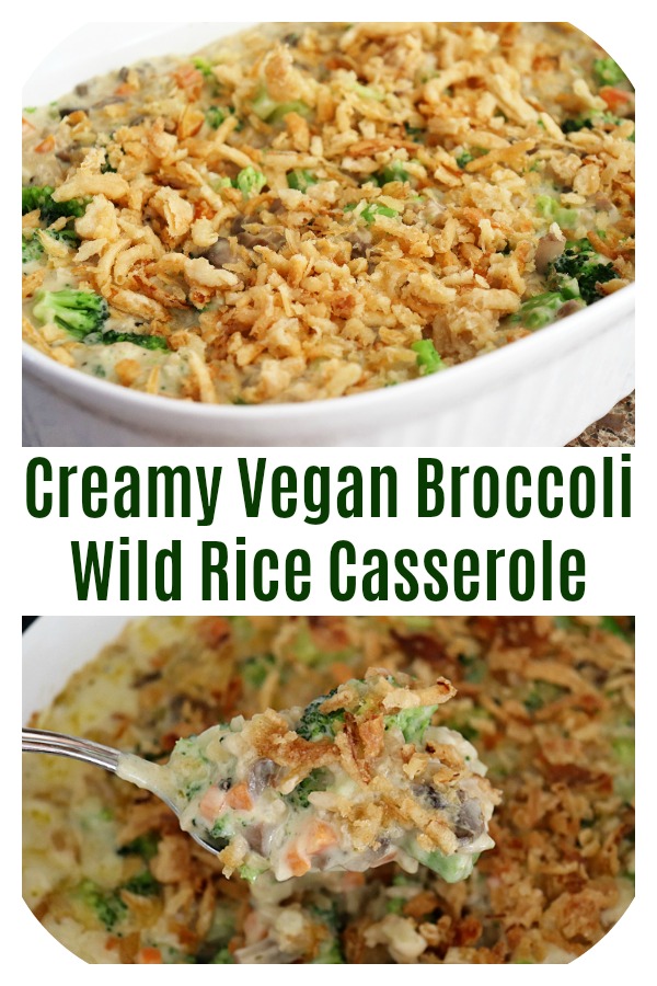 Pinterest Image for Creamy Vegan Broccoli Wild Rice Casserole