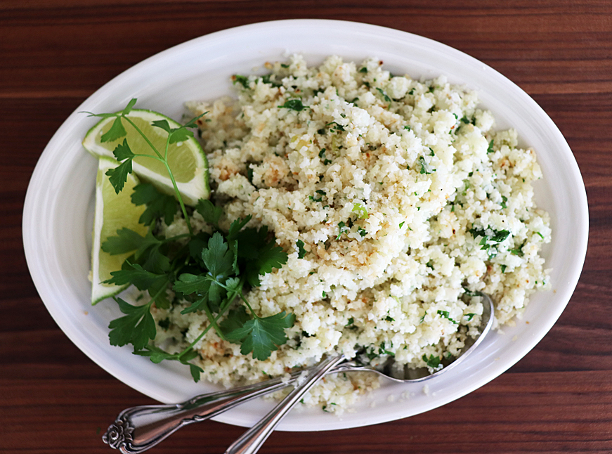 Overhead of cauliflower rice