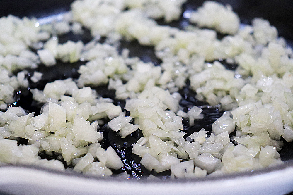 Sauteeing onions in a skillet