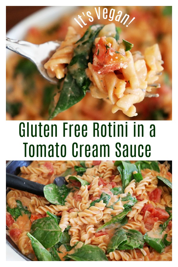 Pinterest image for Gluten Free Rotini in a Tomato Cream Sauce
