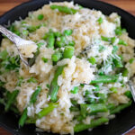 Bite Shot of Spring Pea and Asparagus Risotto