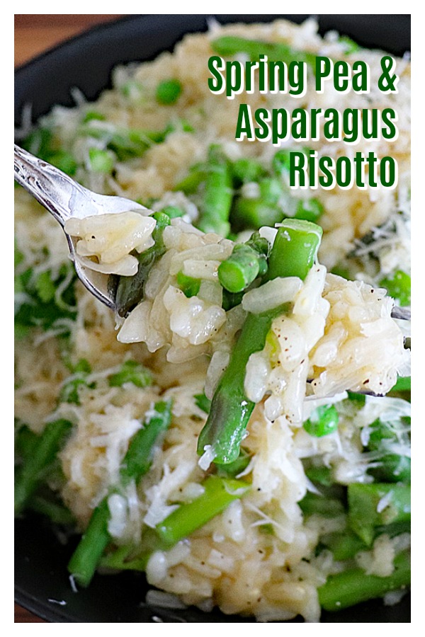 Pinterest Image for Spring Pea and Asparagus Risotto