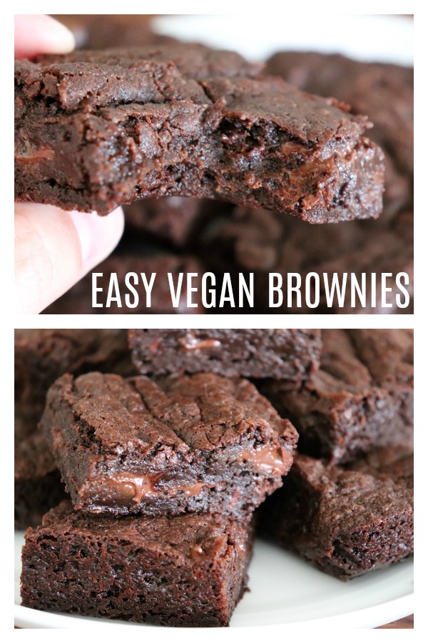 Long Pinterest Pin for Easy Vegan Brownies