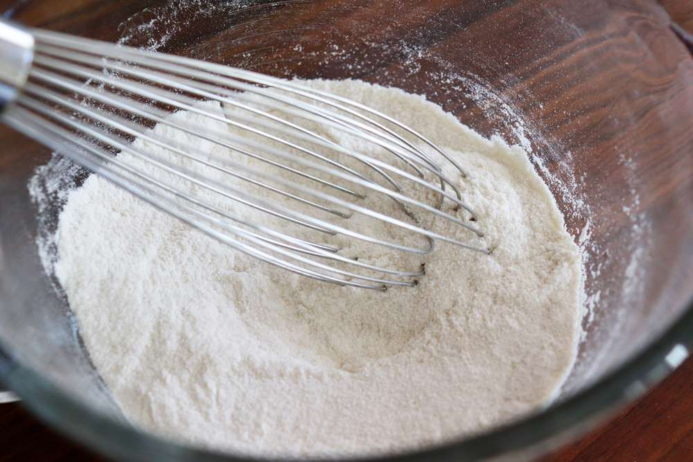 Whisking the dry ingredients together for Easy Vegan Brownies