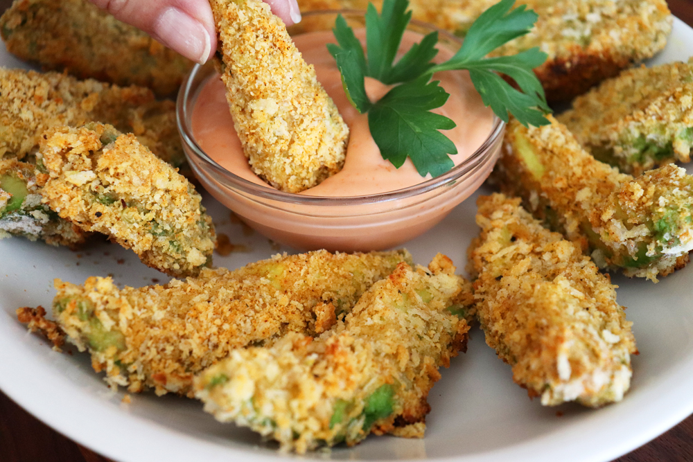 Dipping Crispy Baked Avocado Fries