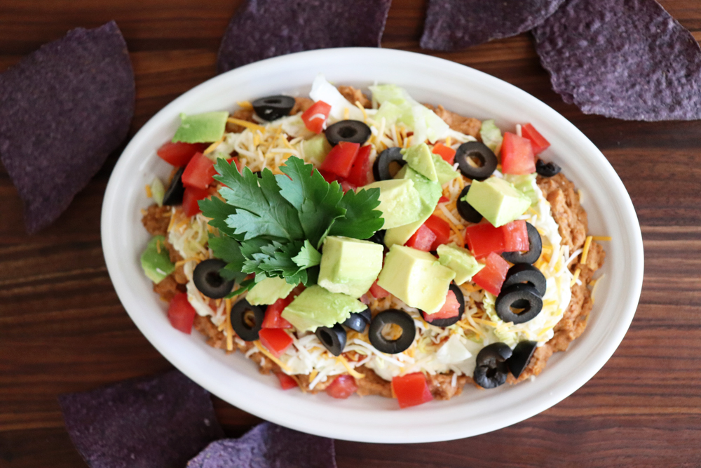 Overhead of Easy Seven Layer Bean Dip