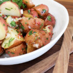 Close up shot of Vegan German Potato Salad Recipe