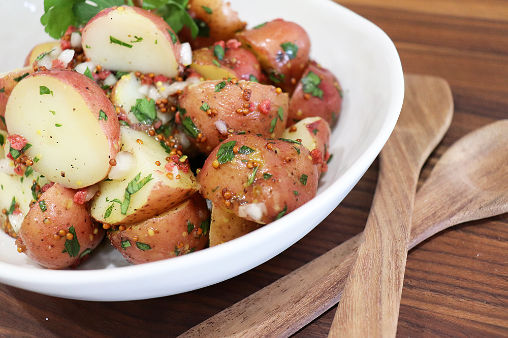 Close up shot of Vegan German Potato Salad Recipe