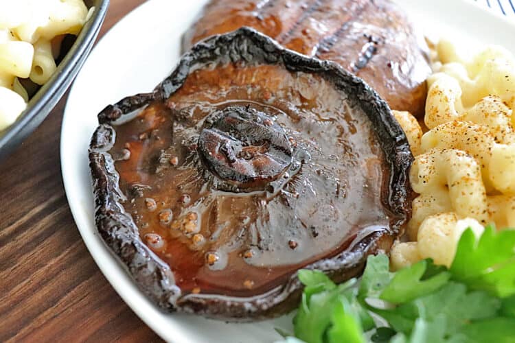 close up of Balsamic Marinated Grilled Portobello Mushrooms