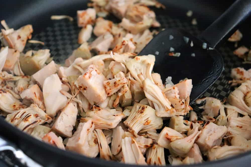 Browned jackfruit for Barbecue Pulled Jackfruit Nachos