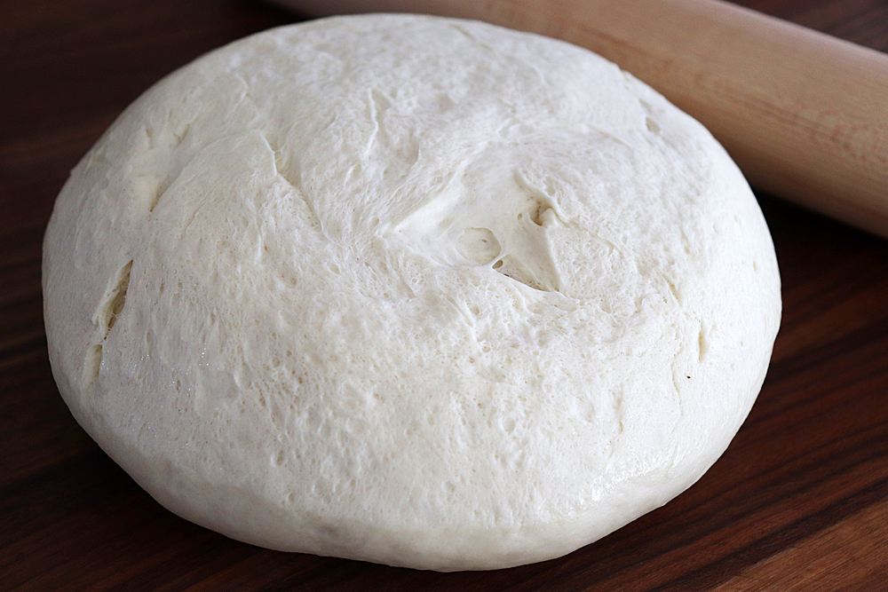 Risen dough for the Easy Vegan Naan Bread