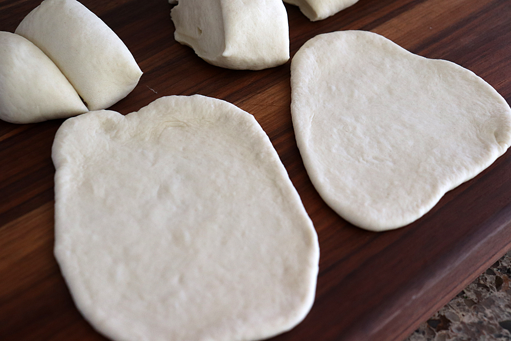 Rolling the dough for the Easy Vegan Naan Bread