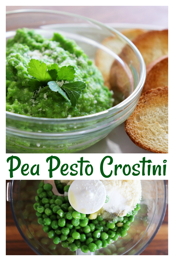 Pinterest Image for Pea Pesto Crostini Recipe