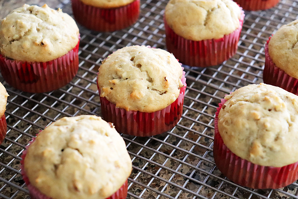 Cooling the banana bread muffins