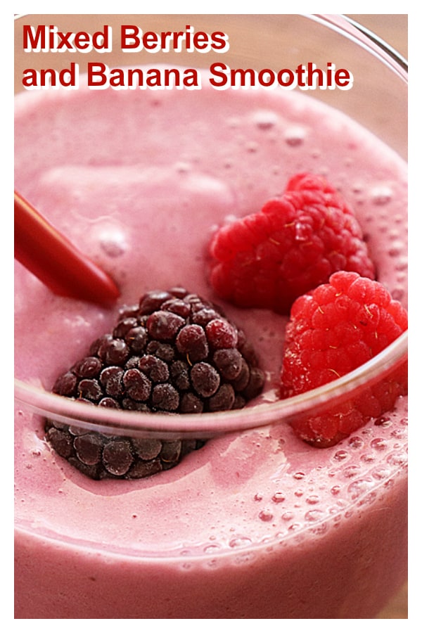 Pinterest image for Mixed Berries and Banana Smoothie