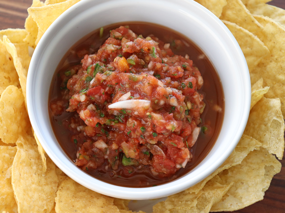 Bowl of Easy Restaurant Style Blender Salsa