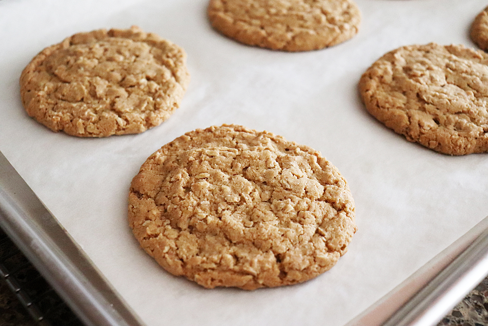 Baked Giant Old Fashioned Chewy Oatmeal Cookies