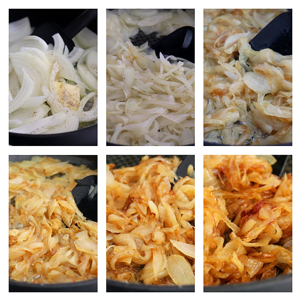 Caramelizing Onions Collage