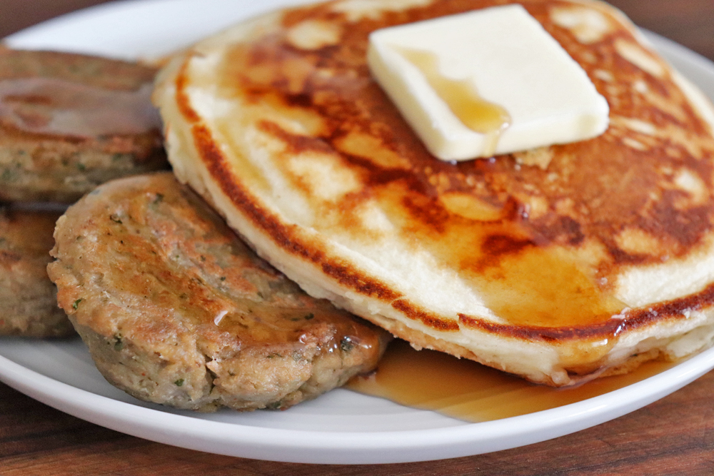 Pancakes and Jackfruit Sausage