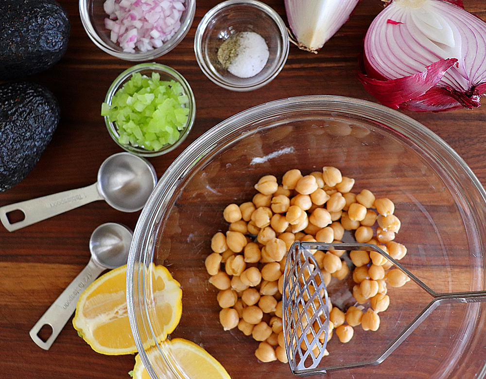 Asian Inspired Chickpea Salad Stuffed Avocados ingredients
