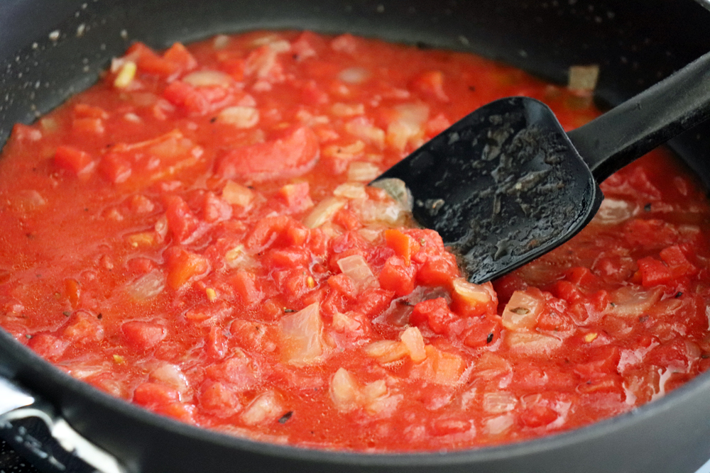 Cooking down the tomatoes