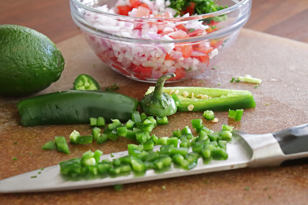 Dicing the jalapeno