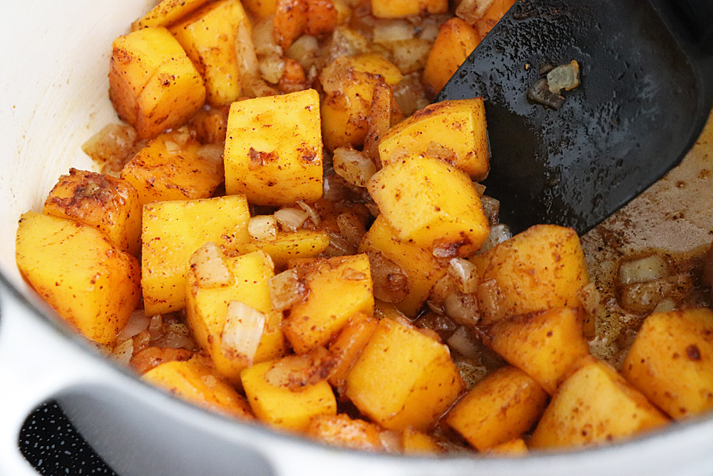 Cooked squash and onions