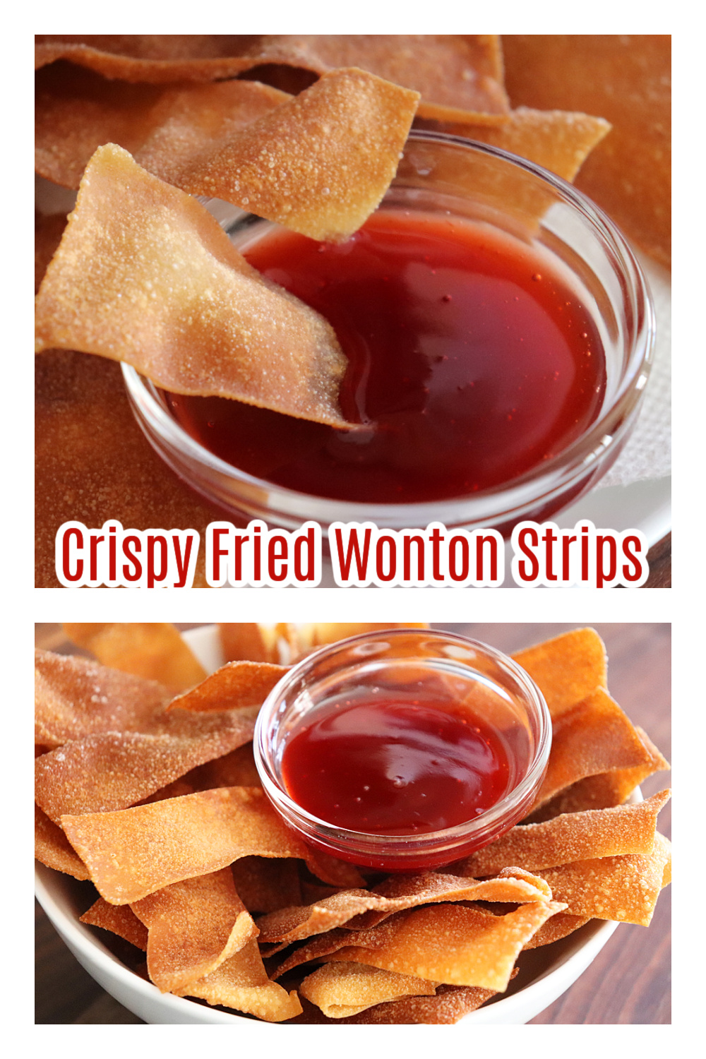 Pin for Easy Vegan Fried Wonton Strips