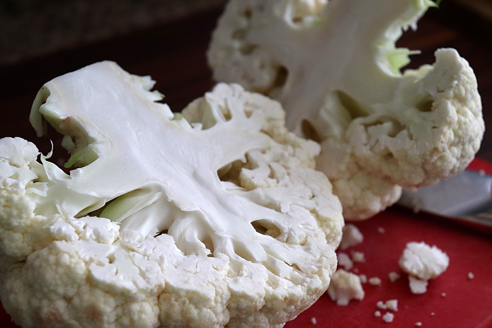 Halved cauliflower