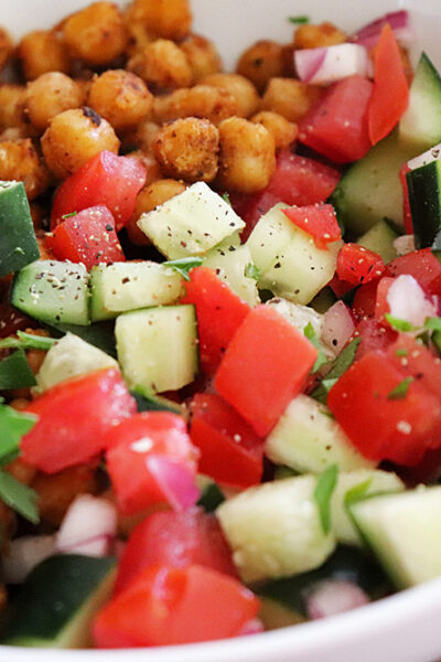 Mediterranean Salad with Roasted Spiced Chickpeas hero