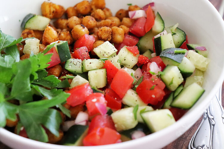 Mediterranean Salad with Roasted Spiced Chickpeas hero