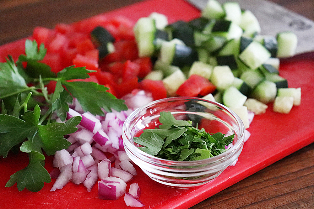 Ingredients for Mediterranean Salad with Roasted Spiced Chickpeas