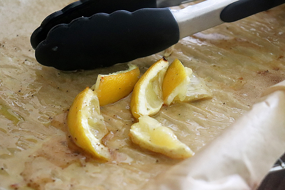 Squeeze roasted lemons