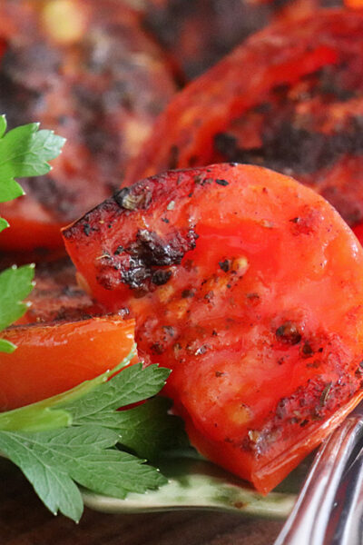 Plated Grilled Tomatoes with Italian Herbs
