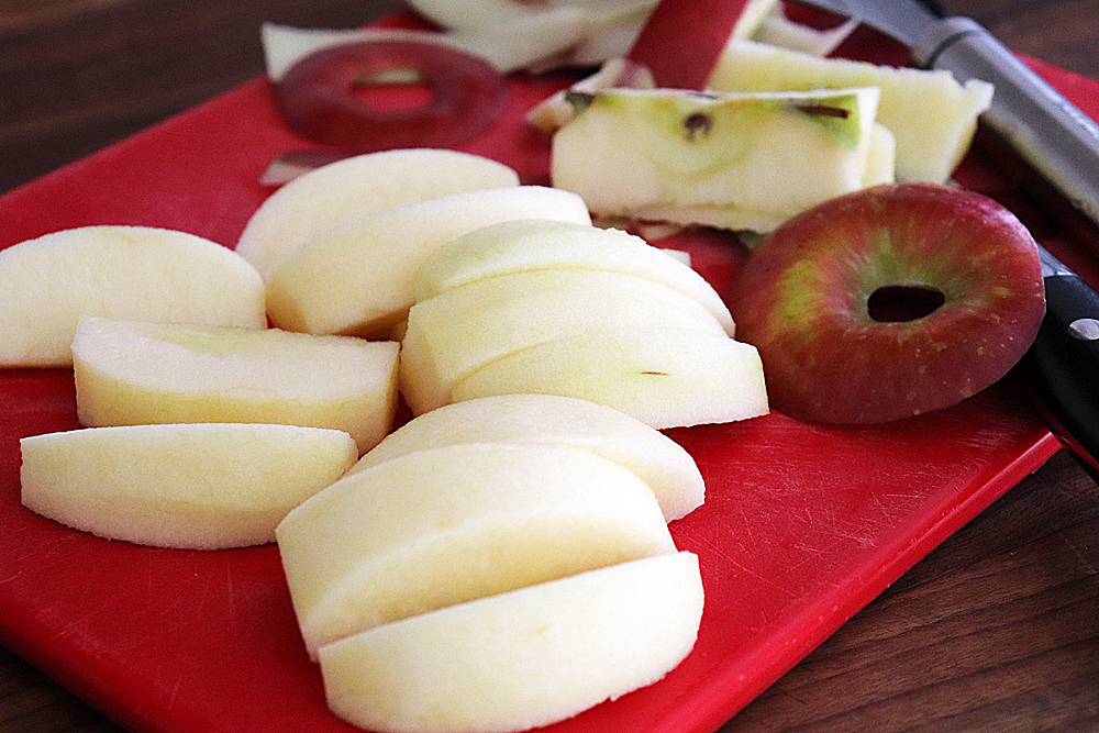 Peeled and sliced apples