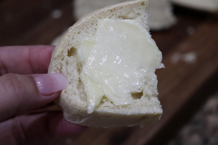 Bite shot of 5 Ingredient Homemade Italian Bread