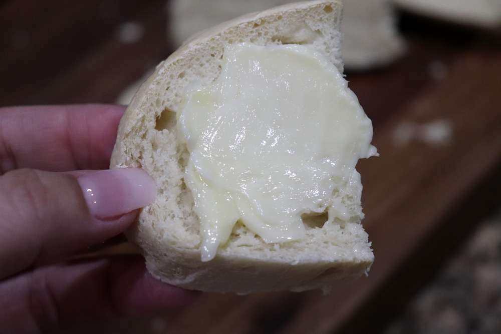 Bite shot of 5 Ingredient Homemade Italian Bread 