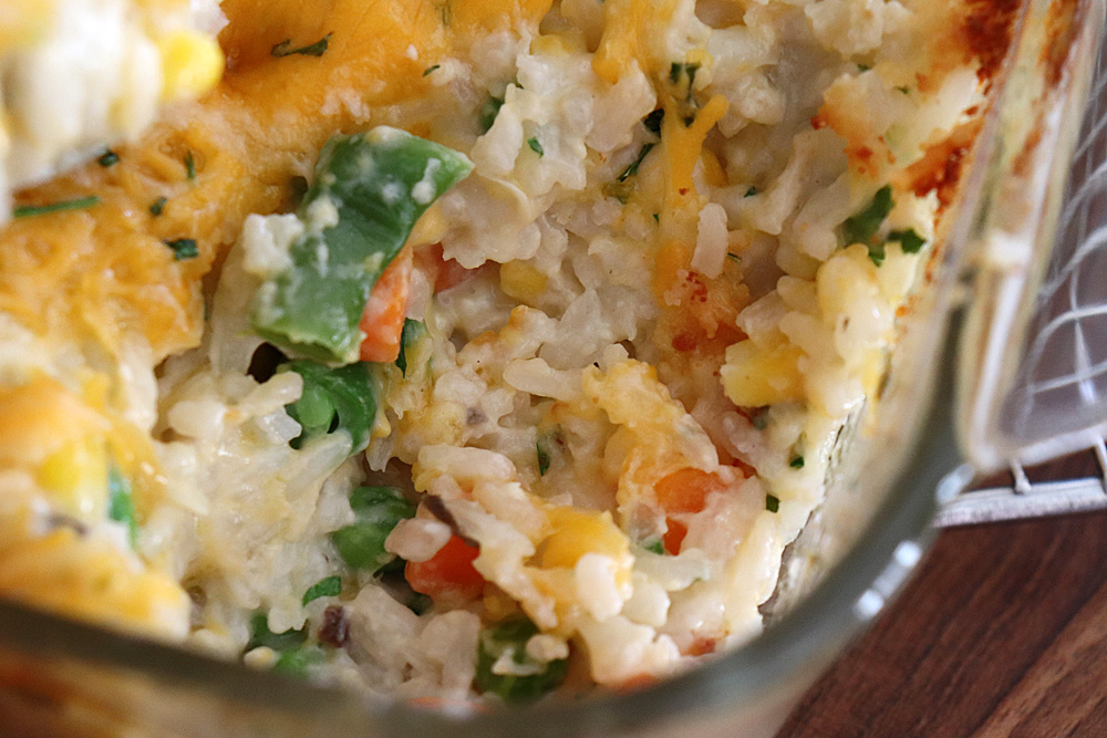 Inside of the Easy Vegetable Rice Casserole Recipe