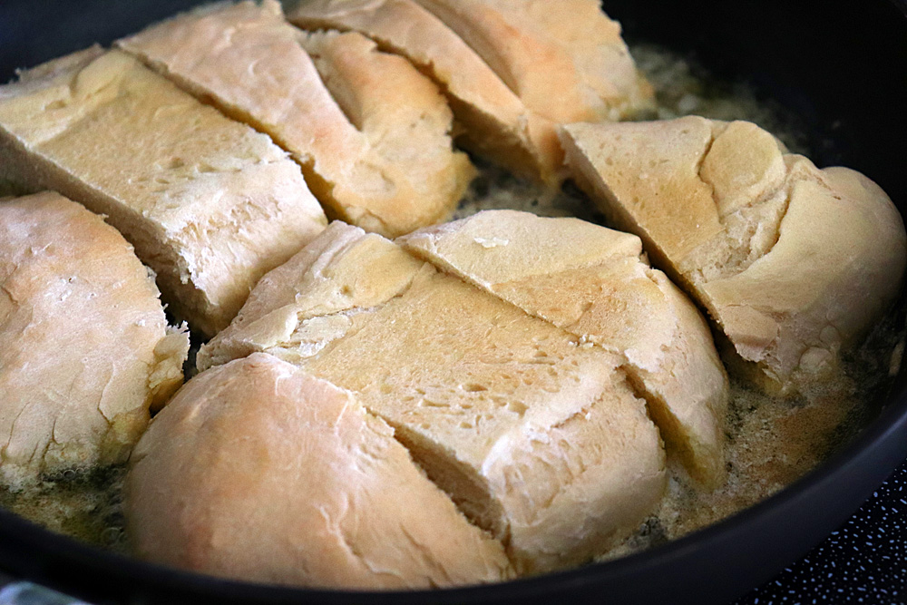 Place slices face down