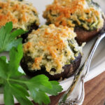 Plated Easy Spinach Stuffed Mushrooms Recipe