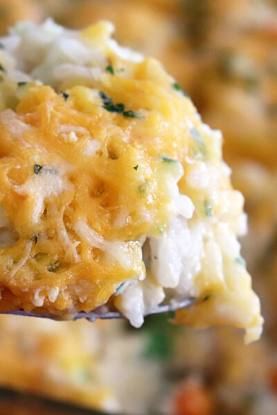 Scooped Easy Vegetable Rice Casserole Recipe