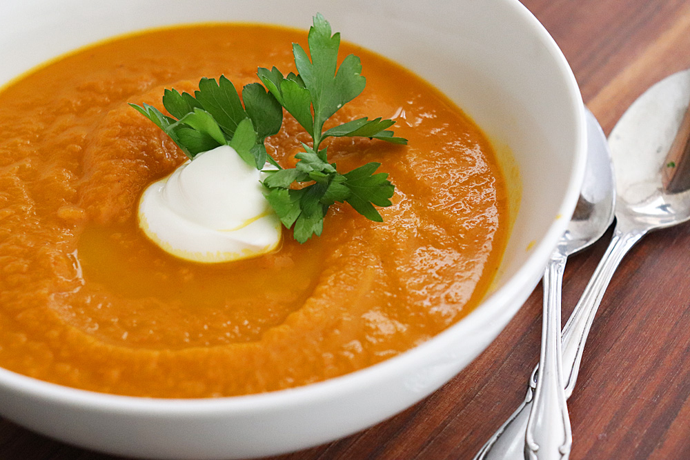 Plated Easy Carrot Soup Recipe