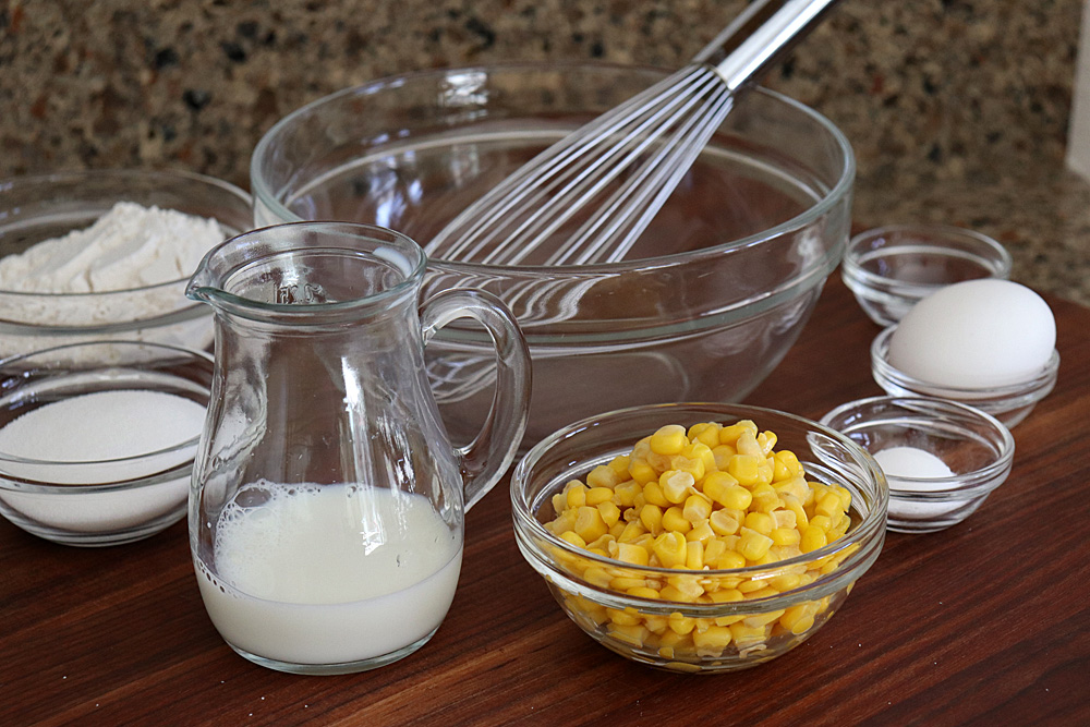 Ingredients for Homemade Corn Muffins made with Fresh Corn