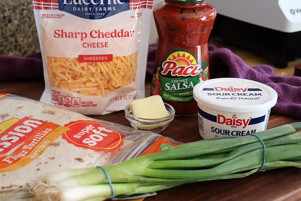 Ingredients for Easy Cheesy Vegetarian Quesadillas with Salsa